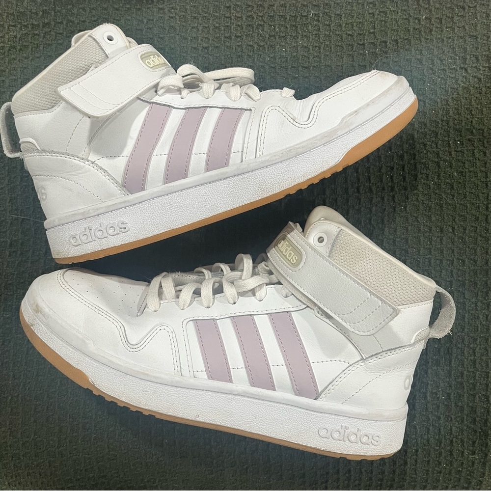 Adidas White and Lavender High-Tops